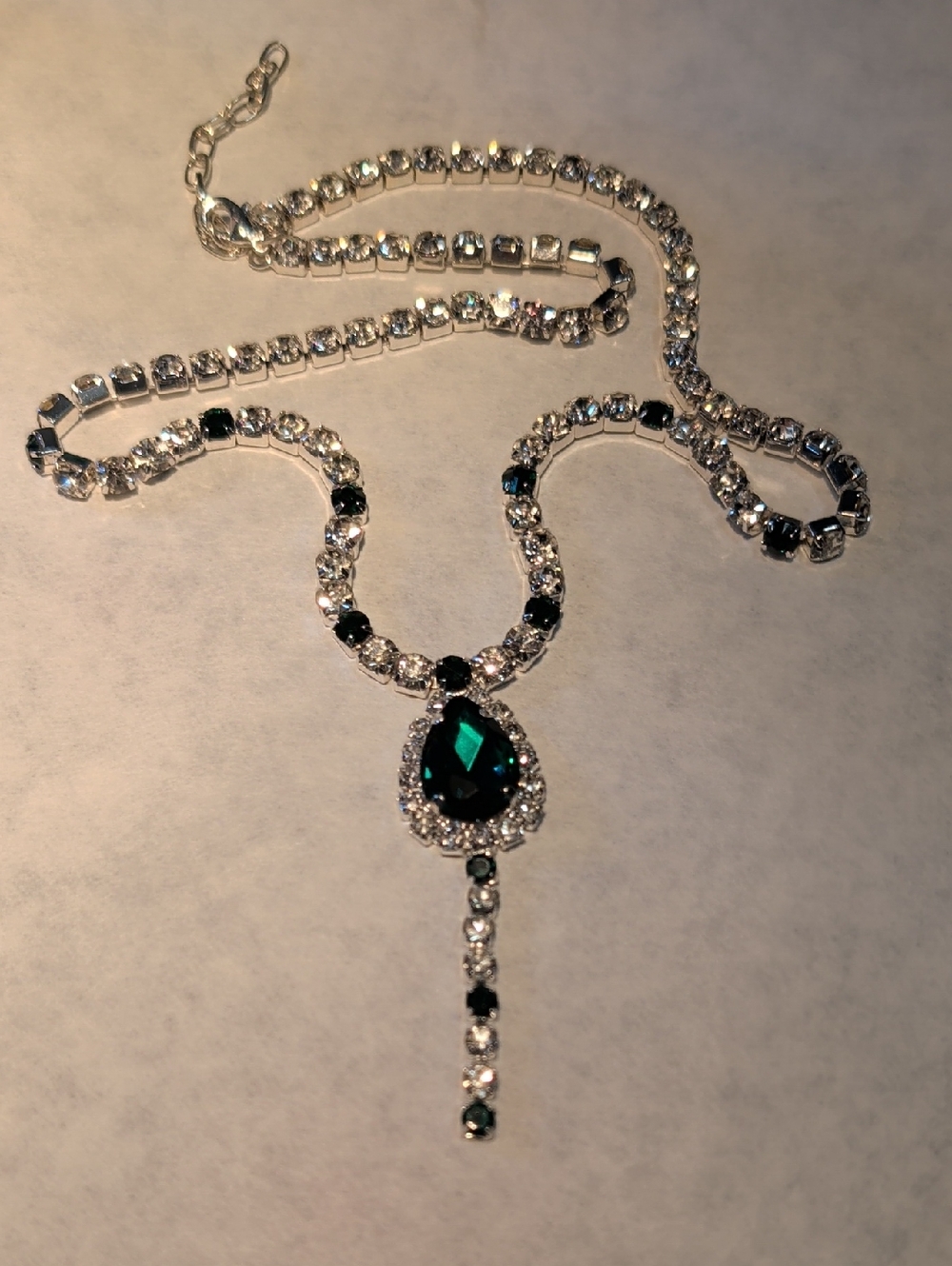 Emerald Color Teardrop Pendant Necklace